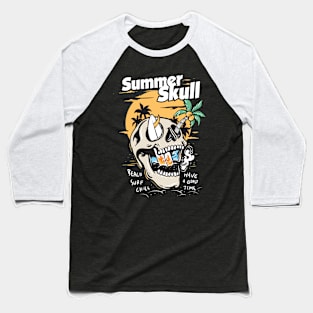 Summer Skull Concept Vector Art Baseball T-Shirt